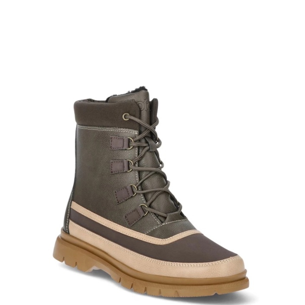Totes Men's Moraine Winter Boots Faux Leather Lace Olive Size 11W New in Box